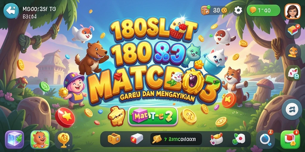 Tampilan menarik gameplay Match-3 di 180SLOT.