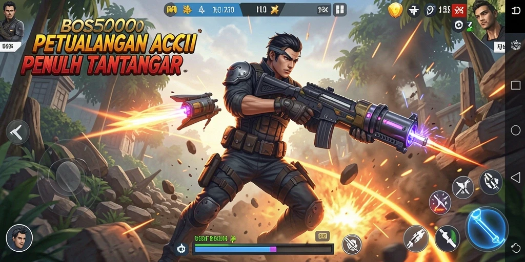 Tangkapan layar gameplay mendebarkan dari BOS5000 yang penuh aksi.