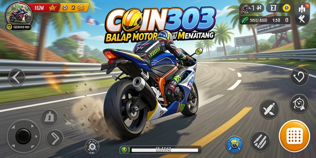 Gameplay seru dalam balapan motor di COIN303.