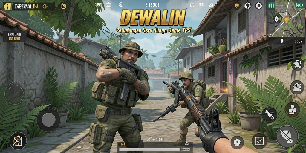 Screenshot gameplay DEWALIN menunjukkan aksi seru dalam pertempuran TPS.