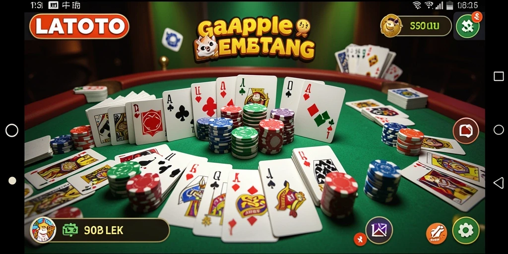 Tampilan screenshot utama LATOTO menunjukkan suasana seru bermain Gaple.