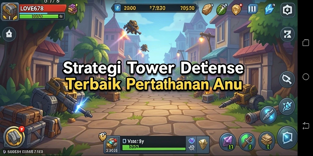 Tampilan gameplay Tower Defense yang seru dan menantang di LOVE678.