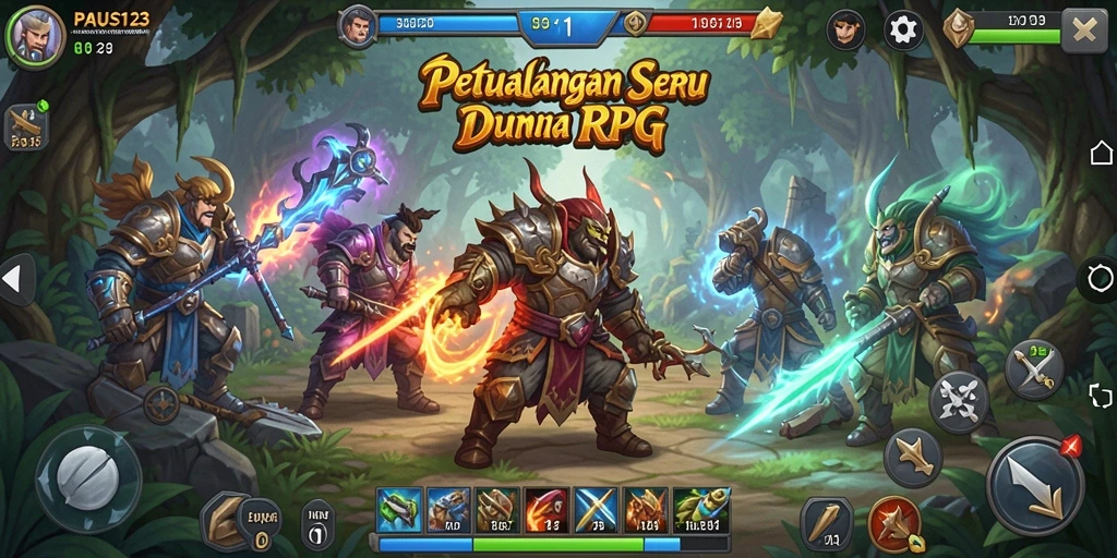 Tampilan utama gameplay PAUS123 dengan karakter yang beraksi.