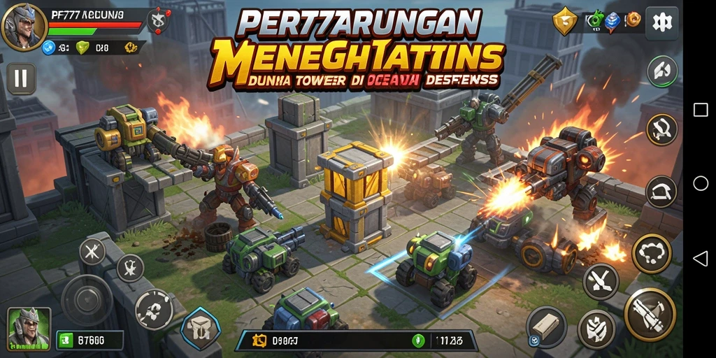 Screenshot gameplay menampilkan menara yang siap menghadang musuh di PF777.