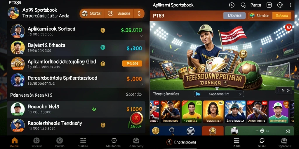 Screenshot utama PT89 yang menampilkan antarmuka taruhan olahraga.