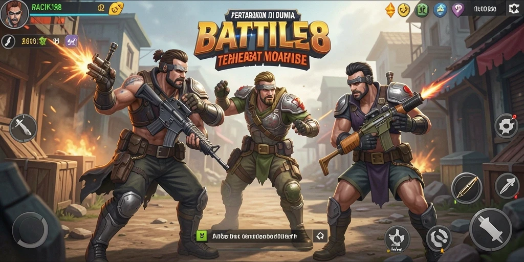 Tangkapan layar dari <strong>RACIK198</strong> menampilkan pertempuran seru di medan Battle Royale.