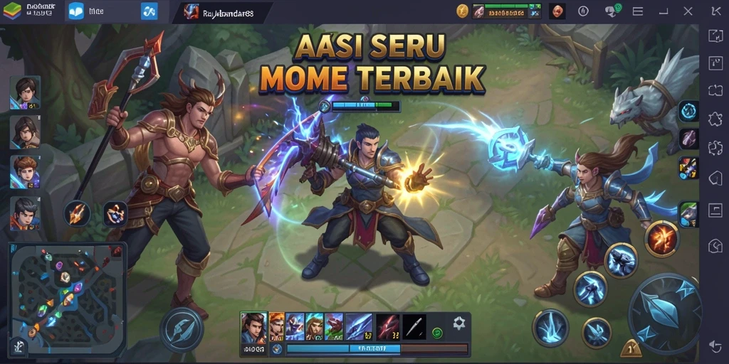 Tangkapan layar RAJABANDAR88 menampilkan aksi seru dalam pertempuran MOBA.
