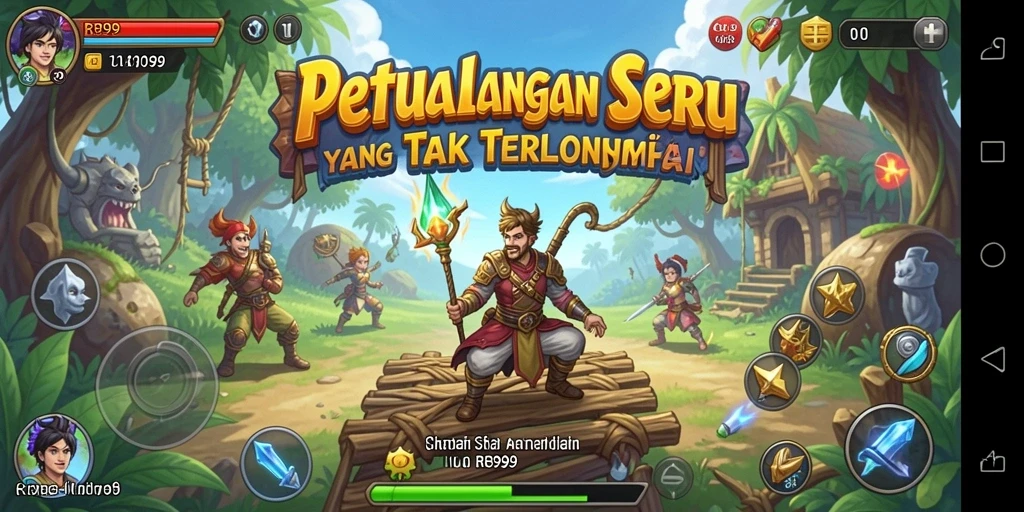 Screenshot gameplay RR999 yang menunjukkan aksi seru di dunia petualangan.