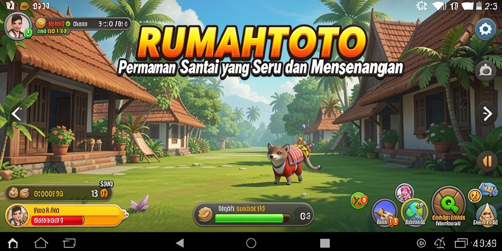 Tampilan gameplay RUMAHTOTO dengan grafik yang cerah dan menarik.