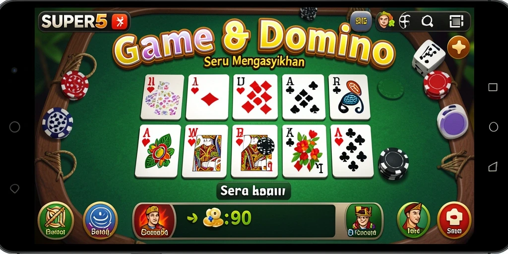 Screenshot SUPER5 menampilkan gameplay seru dalam permainan Domino.