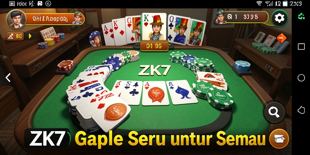 Screenshot gameplay seru ZK7 menampilkan aksi Gaple.
